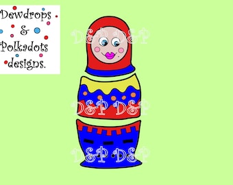 Russian doll digital stamp/ clip art& paper pattern.