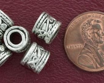 5 8mm ornate drum bali pewter beads