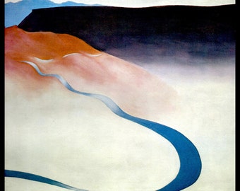 1964 Georgia O'Keeffe Print, Road Past The View, Original Vintage Book Color Plate, Ready To Frame
