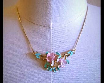 Vintage floral and butterfly necklace