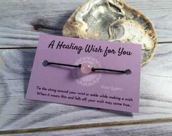 ROSE QUARTZ WISH Bracelet - Healing Wish Bracelet - Wish Anklet - Rose Quartz Bead Bracelet - Rose Quartz Bracelet - Friendship Bracelet