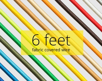 Fabric Covered Wire | 6 feet | DIY | Textile Cable | Color Cord | Retro | Loft | Industrial | Pendant | Swag | Lamp