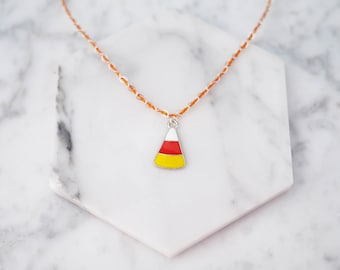 Candy Corn Necklace, Halloween Necklace, Candy Corn Charm