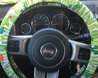 Cacti and Succulent Print Steering Wheel Cover
