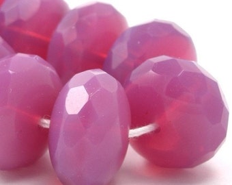 2 Czech Glass Gemstone Donut Beads - 17x11mm - Rose Opal CZF136