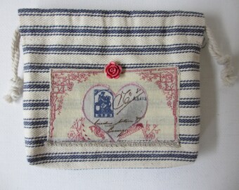 Handcrafted Rosary Canvas Drawstring Pouch