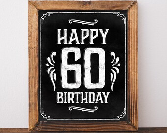 happy birthday sign printable party decor happy 60th
