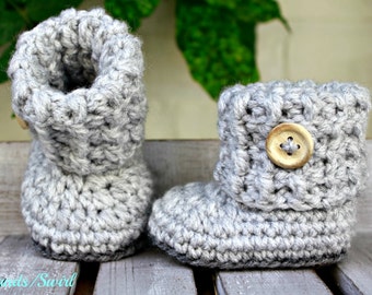 Baby booties, crochet booties, baby socks, baby shoes, grey baby booties, baby socks, baby shower gift