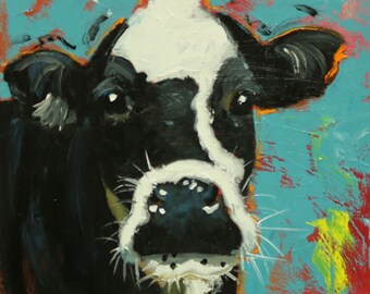 Cow painting 1294 20x20 inch animal original oil painting by Roz
