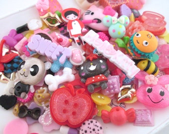25pc kawaii cabochons, assorted mix grab bag of cuteness