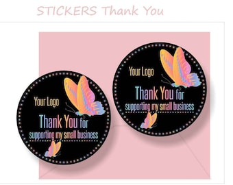 Stickers Thank You For Supporting My Small Business * Butterfly Design *INSTANT Download* Decal * Stickers* Approved Fonts&Colors *GOLD LOGO