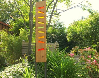 gardensculpture of wood and glass