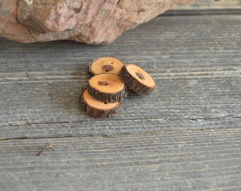 4 wooden buttons- Juniper, handmade buttons (2038)