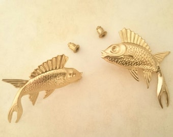 Fish Stud Earrings Gold Brass Earrings