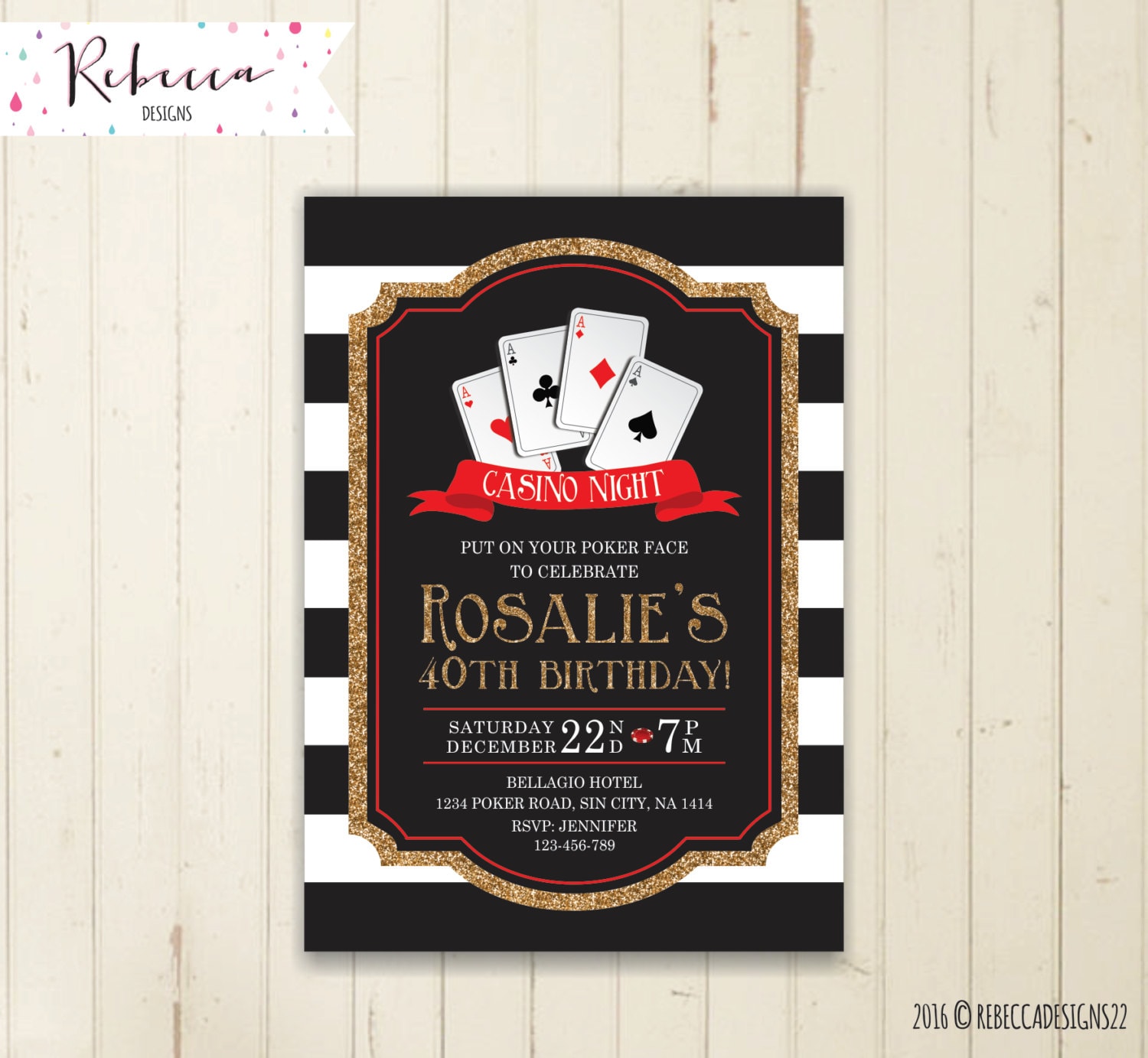 Casino Birthday Party Invitation Wording