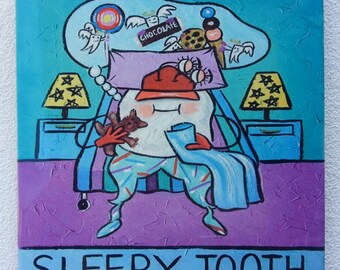 Sleepy Tooth! Funny souvenir tile