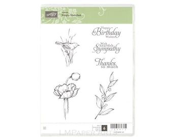 Stampin Up! Simply Sketched CLEAR - mount Stamp Set Brand New (NIP)