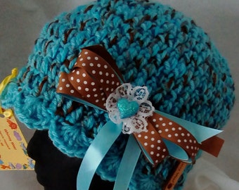 Teal and Brown Beanie
