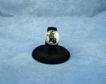 Encapsulated Spotted Salamander Specimen ring, Handmade Biology Jewelry