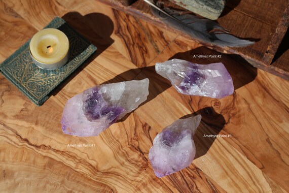 Natural Uruguayan Amethyst Points, Choice of 3, Pocket Sized Amethyst, Natural Amethyst Point, Purple Crystal Point, Amethyst Talisman