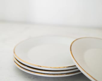 Set of 4 Porcelain Plates with Gold Trim, Made in England