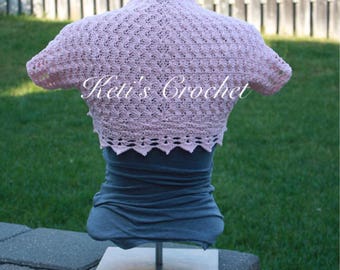 Crochet Bolero,Blush Pink Bolero,Pink Bolero,Cotton Crochet Bolero,Women's Crochet Bolero,Crochet Shrug,Crochet Sweater,Shrug,Pink Shrug