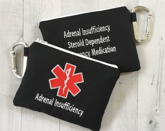 Medical Alert pouch, First Aid Kit, Epi-pen syringe Case, Epipen, Adrenal Insufficiency, personalized, Emergency Medical Bag, Addison