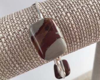 Jasper Wire Wrapped Bangle, Wire Wrap Bangle, Wire Wrapped Bracelet, Wire Wrap Bracelet, Wire Bangle, Gemstone Bangle