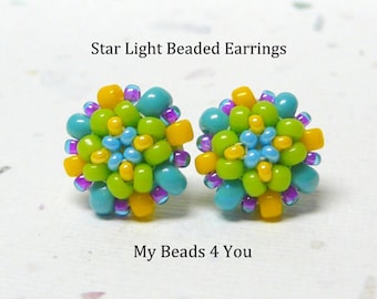 Beaded Earrings,Beadwork Earrings, Seed Bead Earrings, Stud Earrings, Beaded Post Earrings, Beadwork Earrings, Jewelry Gift, MyBeads4You