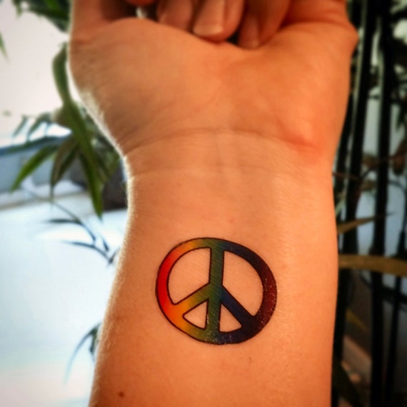 Download Peace sign tattoo rainbow colored peace sign temporary tattoo