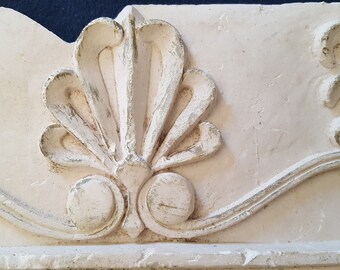 Vintage Handmade Architectural Salvage Molding Cast Plaster Home Decor Fleur de Lis Greek Roman