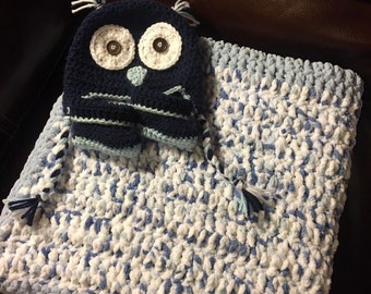 Crochet Baby Boy Hat and Blanket Set
