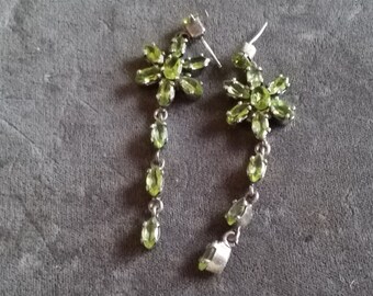 Vintage Sterling Silver and Peridot Chandelier Earrings