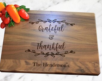 Personalized Cutting Board, Rustic Cheese Board, Grateful And Thankful, Wedding Gift, Personalized Wedding Gift, Custom Cheese Board, WCB101
