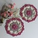 Small Crochet Doily Pair - Rose and Taupe - Lacy Small Mini 6" - Set of 2