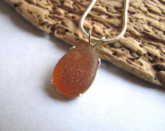 Amber Beach Glass Pendant - Sea Glass Jewelry - Sea Glass Necklace - Beach Glass Jewelry - Ocean Jewelry Gifts - Seaglass from Beer Bottles