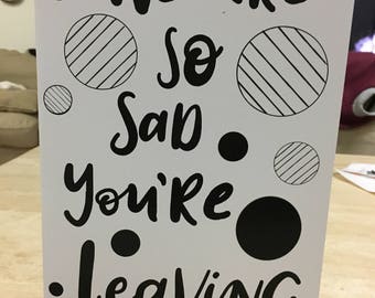 Extra Large Farewell Greeting Card - customisable hand lettering, foiled