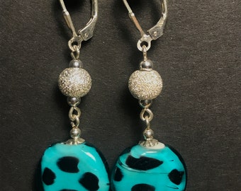 Glass Discs and Silver Earrings
