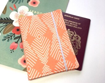 Passport Cover, Travel Organizer, Travel Wallet, Passport Holder, Passport Wallet, Gift for Traveler - Plumage in Apricot
