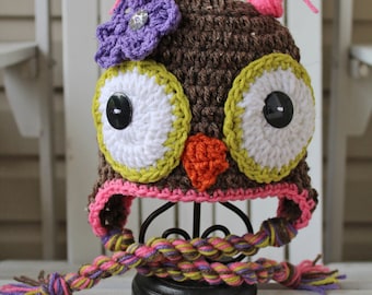 Owl Hat, Crochet Owl Hat, Girl Owl Hat, Kids Hats, Animal Hats, Owl Beanie, Baby Hats, Baby Beanies, Kids Beanies, Infant Hat