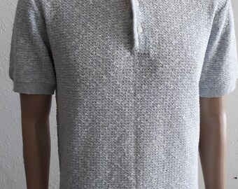 Vintage 1960's men's Damon Atomic fashion knit shirt short sleeve blue size large.