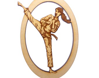 Karate Ornament, Womens - Karate Ornaments - Karate Gift - Personalized Free
