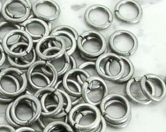 100pcs, 6mm Antique Silver Jump Rings, 18ga, Oxidized Silver Jump Rings, Silver Plated Jumprings Connectors, Round Jump Rings Open Jumprings