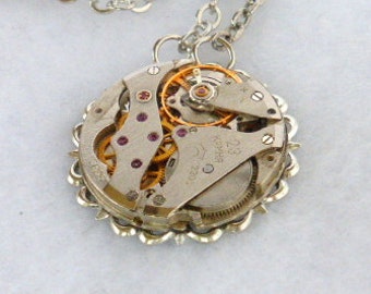 Steampunk Necklace --Vintage Watch Movement SN277