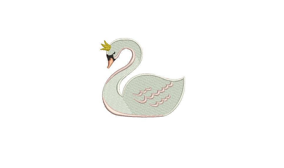 Whimsical simple swan machine embroidery file design 4x4 inch or 10cm x Whimsical simple swan machine embroidery file design 4x4 inch or 10cm x