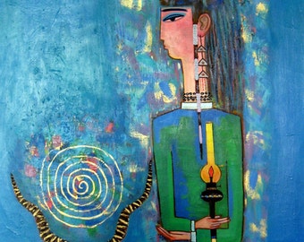 Original Abstract painting"The Stranger " from artist N.Jholbunov.