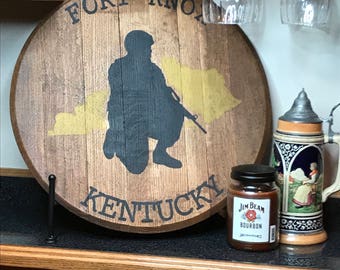 Bourbon Barrel Head/Monogram/personalization-Military/Kentucky bourbon/Christmas Gift/Army/Soldier