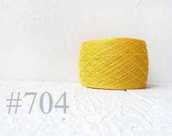 yellow linen crochet thread - yellow laceweight linen yarn # 704