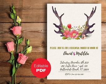 Wedding Rehearsal dinner invitation template Rustic Rehearsal invitation Printable rehearsal invitation Rehearsal template Boho rehearsal