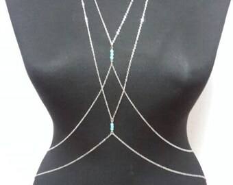 Silver Body Chain,two body chains,Necklace,Silver Plated Chain,Bikini, Body Necklace, Gift, Dainty Necklace, Body Jewelry